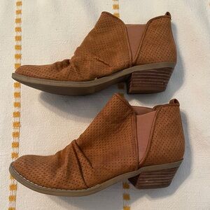 Women's Brown Suede like Ankle Booties - Casual Low 2” Heel